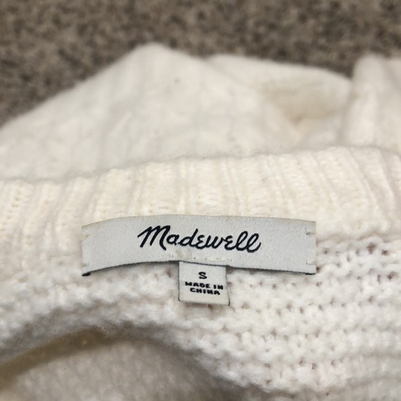Madewell Copenhagen Cable Knit Sweater Size Small Cream Lantern Sleeve - Picture 6 of 10